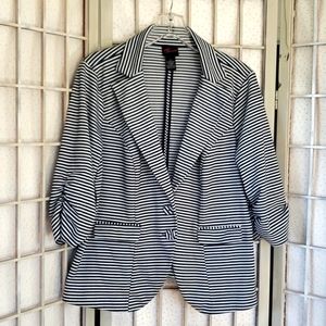 Torrid Black and White Striped Blazer